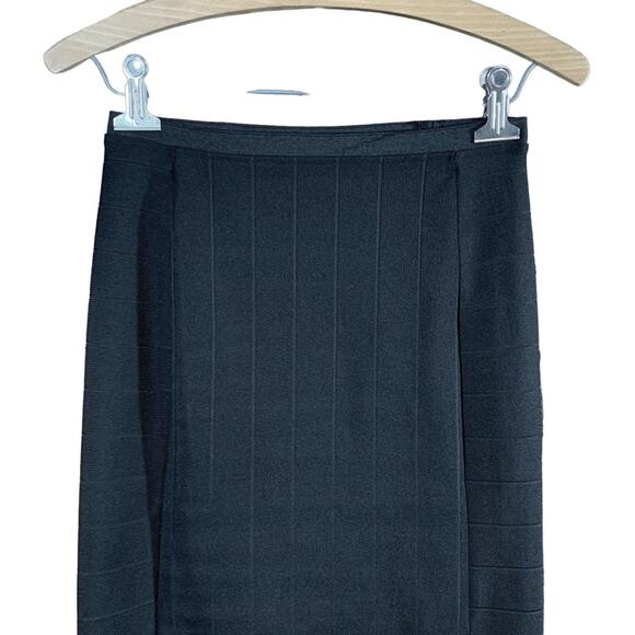 Zara W&B Collection Black Ribbed Striped Bandage Pencil Skirt Women's Sz S - Picture 2 of 6
